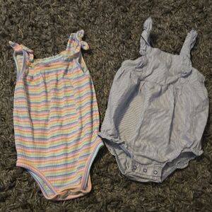 Colorful Striped and Blue Kids Bodysuit Set